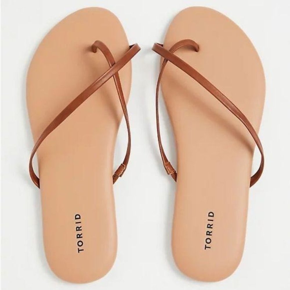 Torrid COGNAC FAUX LEATHER CRISSCROSS FLP FLOP